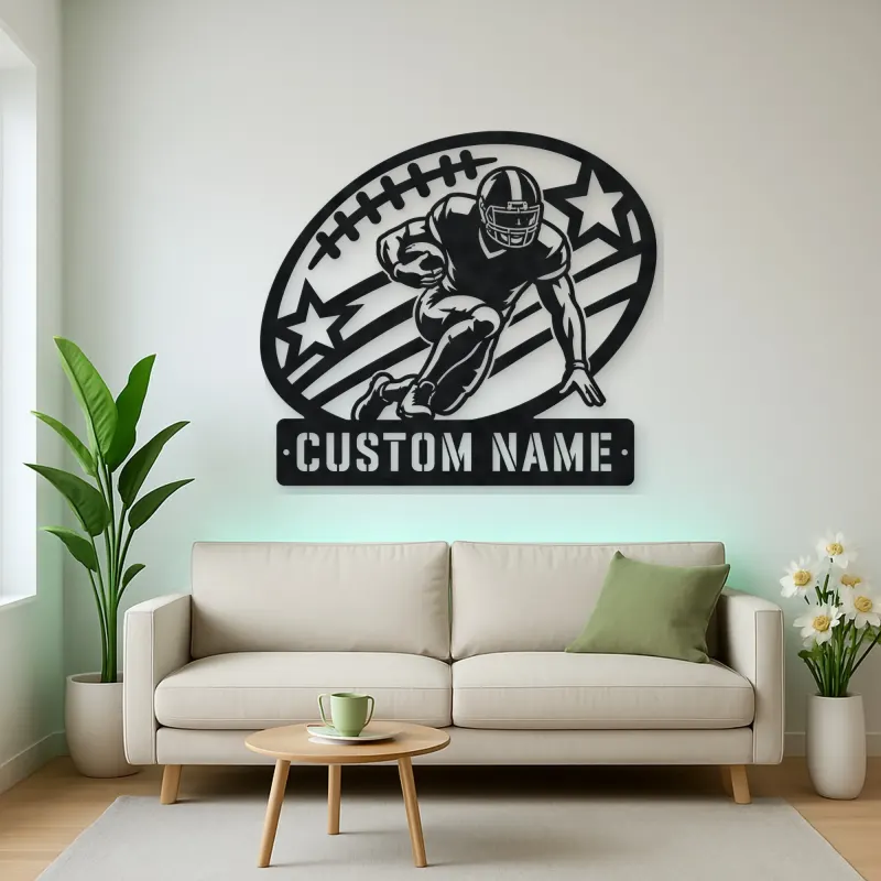 Personalized Running Back Stars and Stripes Metal Wall Art
