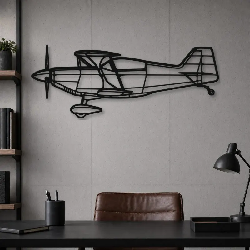 Silhouette de l'avion Pitts S2-C en métal, décoration murale en métal, décoration aéronautique, décoration d'aviateur