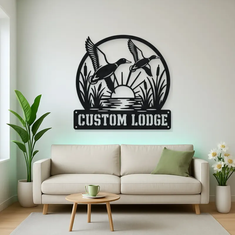 Personalized Flying Ducks Metal Wall Art for Hunting Lodge