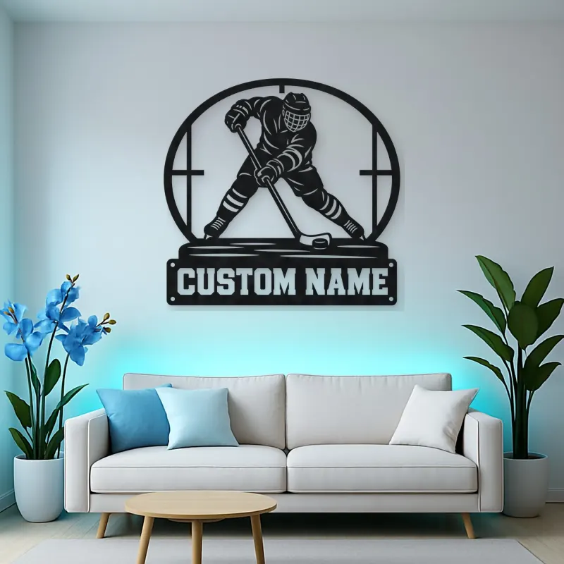 Personalized Ice Hockey Player Metal Wall Art