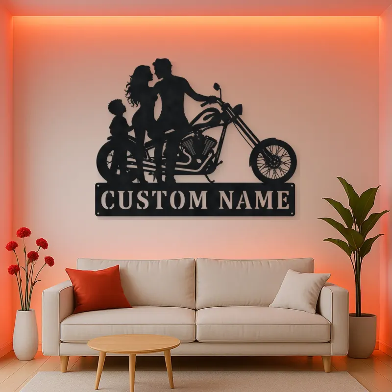 Personalized Chopper Family of Three Metal Wall Art