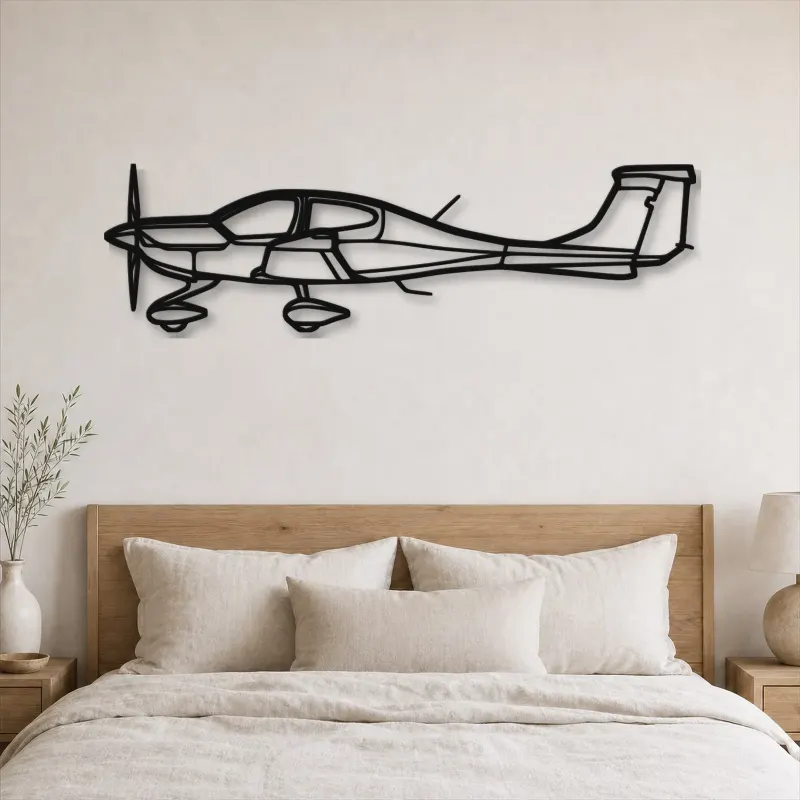 Silhouette d'avion DA40 en métal, Décoration murale aéronautique