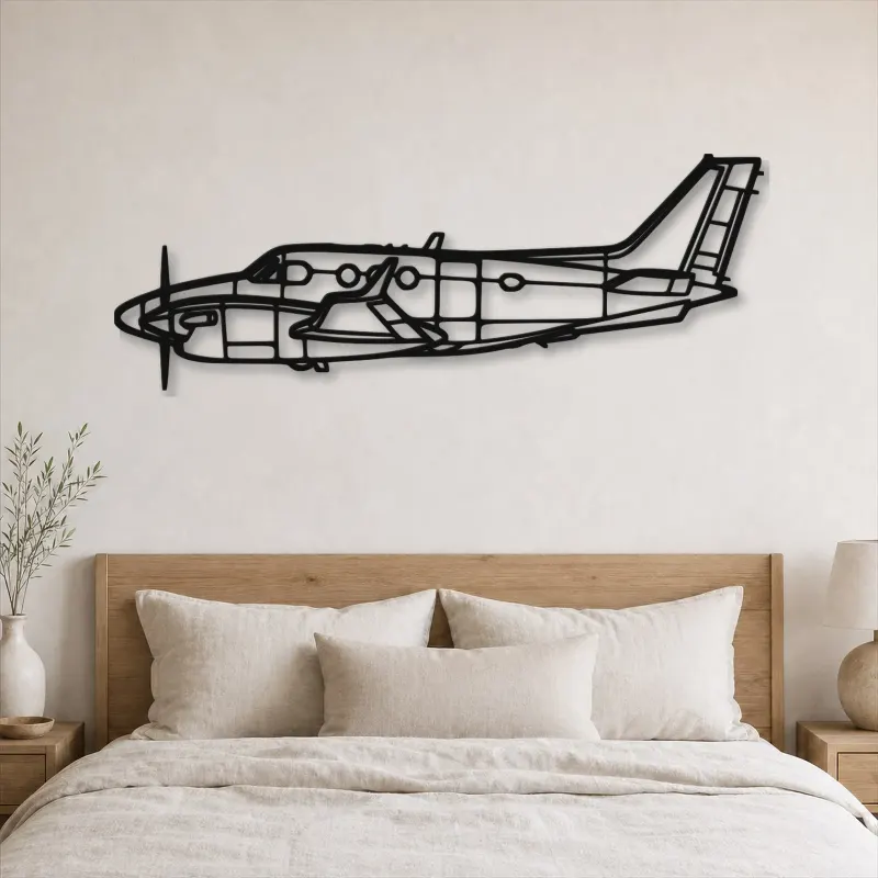 Silhouette en métal d'avion King Air C90 GTX, Décoration murale en métal, Décor aéronautique, Décor d'aviation