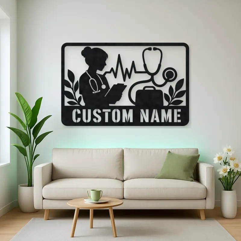 Personalized Doctor Nurse Metal Wall Art with Stethoscope