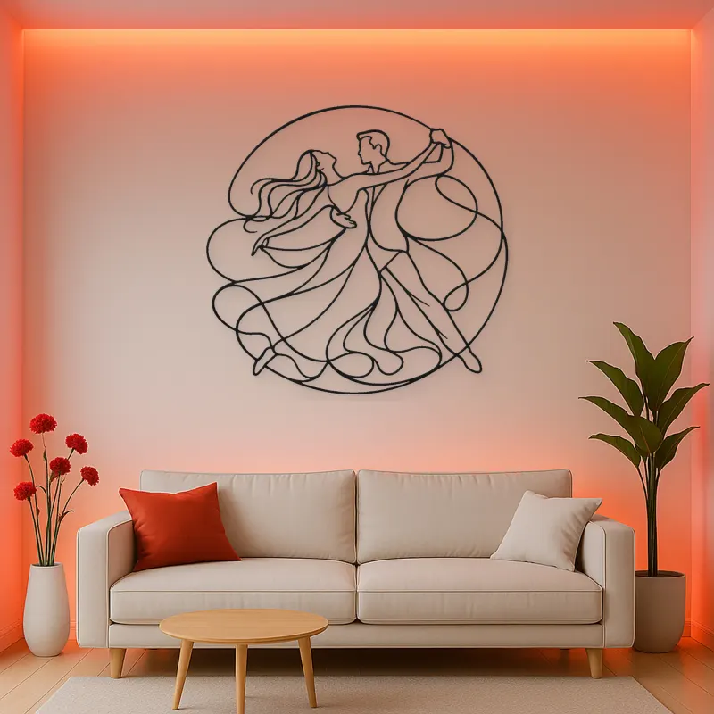 Contemporary Floor Flow Metal Wall Art | Couple Dance Wall Decor