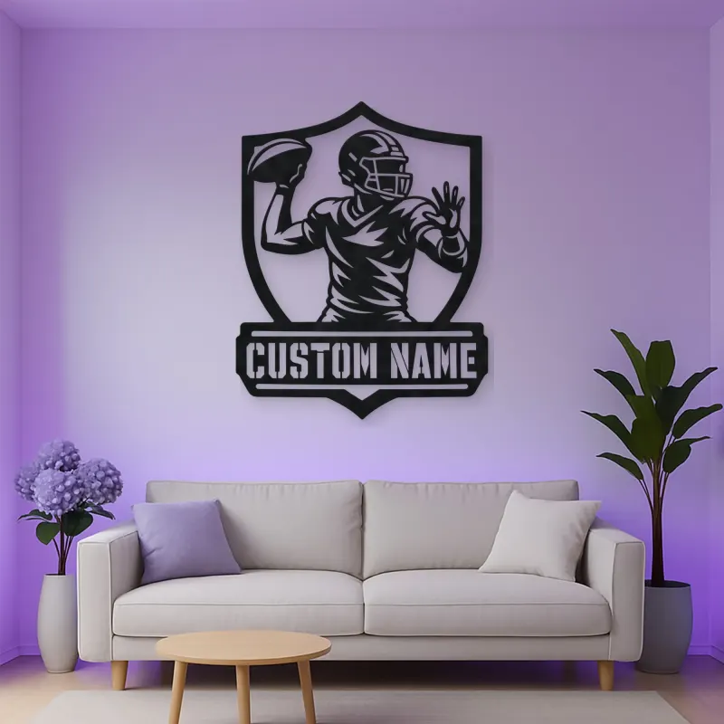 Personalized Quarterback Passing Shield Metal Wall Art