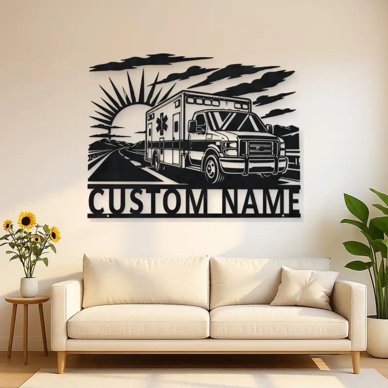 Personalized Sunrise Ambulance Highway Metal Wall Art
