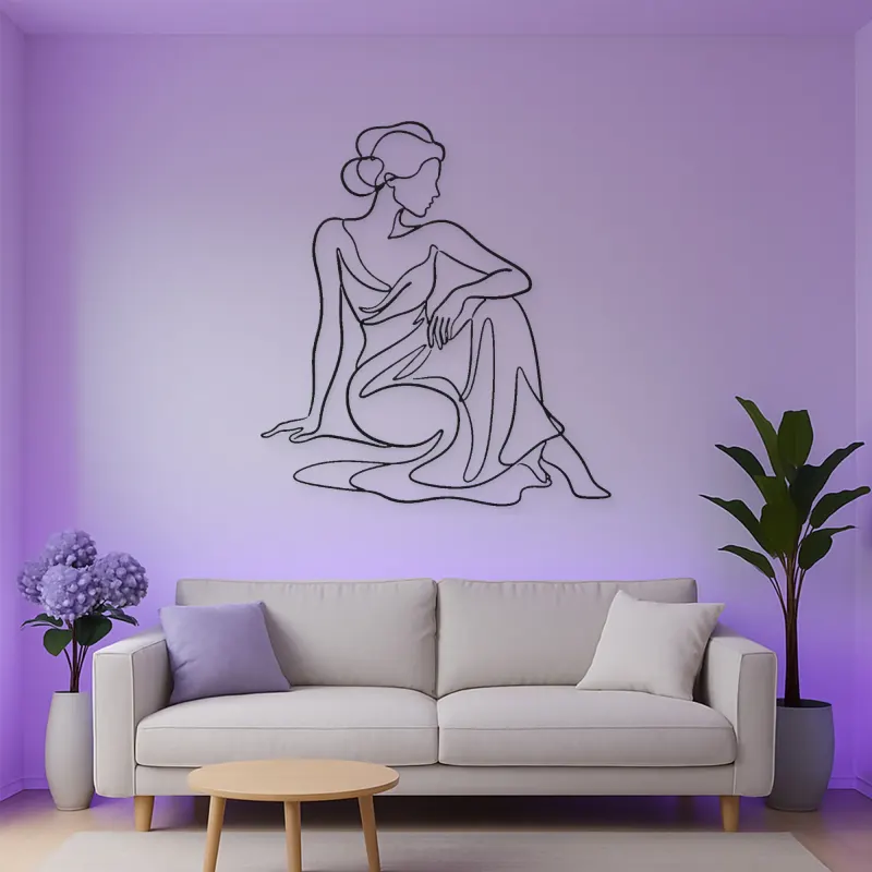 Poised Seated Woman Metal Wall Art | Fashion Figure Wall Decor