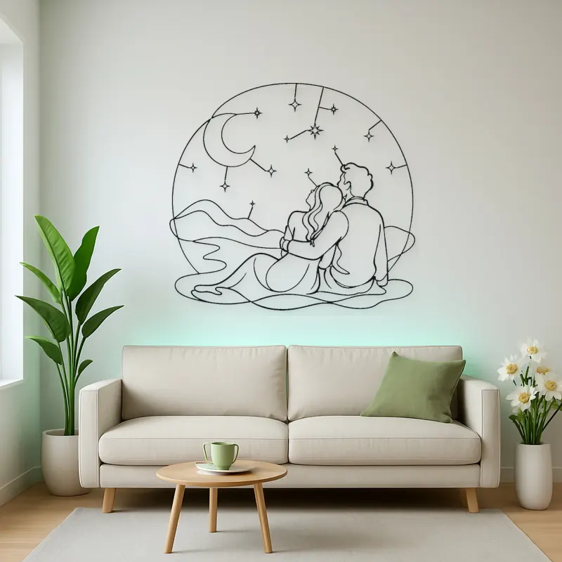 Stargazing Lovers Metal Wall Art | Romantic Couple Decor