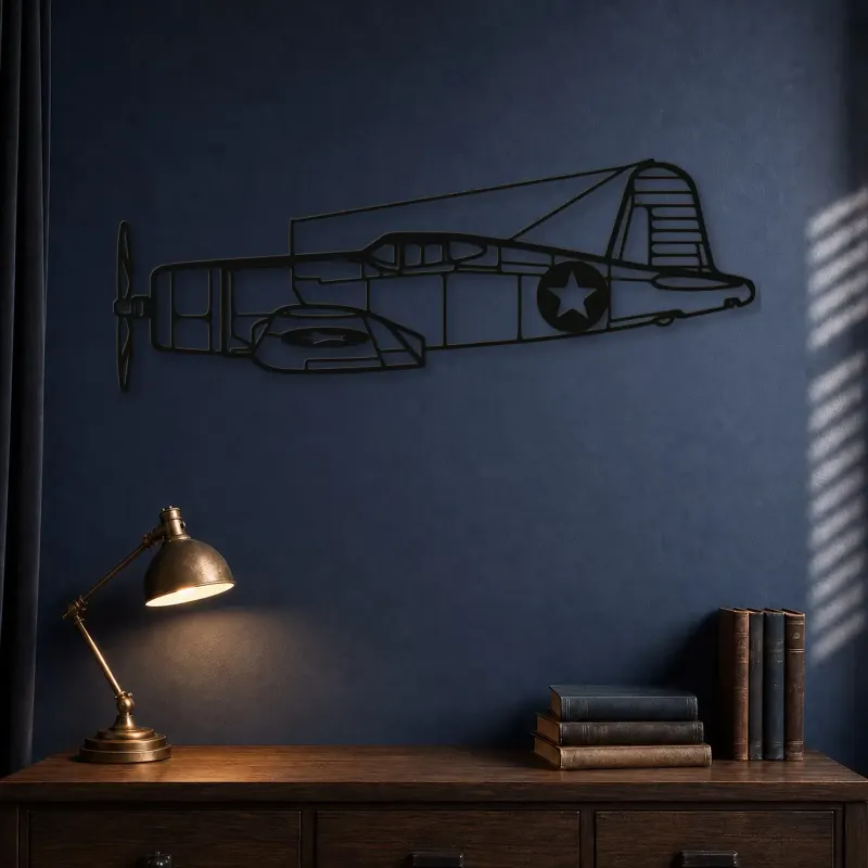Silhouette en métal d'avion F4U Corsair, décoration murale en métal, décoration aéronautique, cadeau pour aviateurs