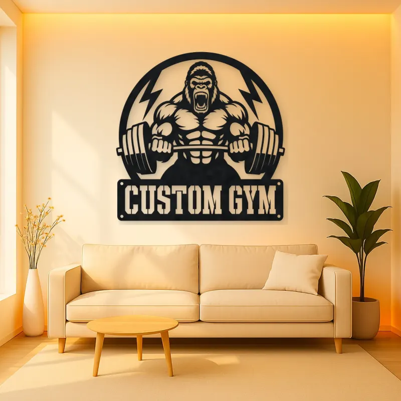 Personalized Gorilla Powerlifting Metal Wall Art for Gym Decor