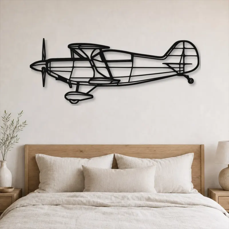 Silhouette en métal d'avion Pitts S-2B, Décoration murale en métal, Décor aéronautique, Cadeau pour aviateur