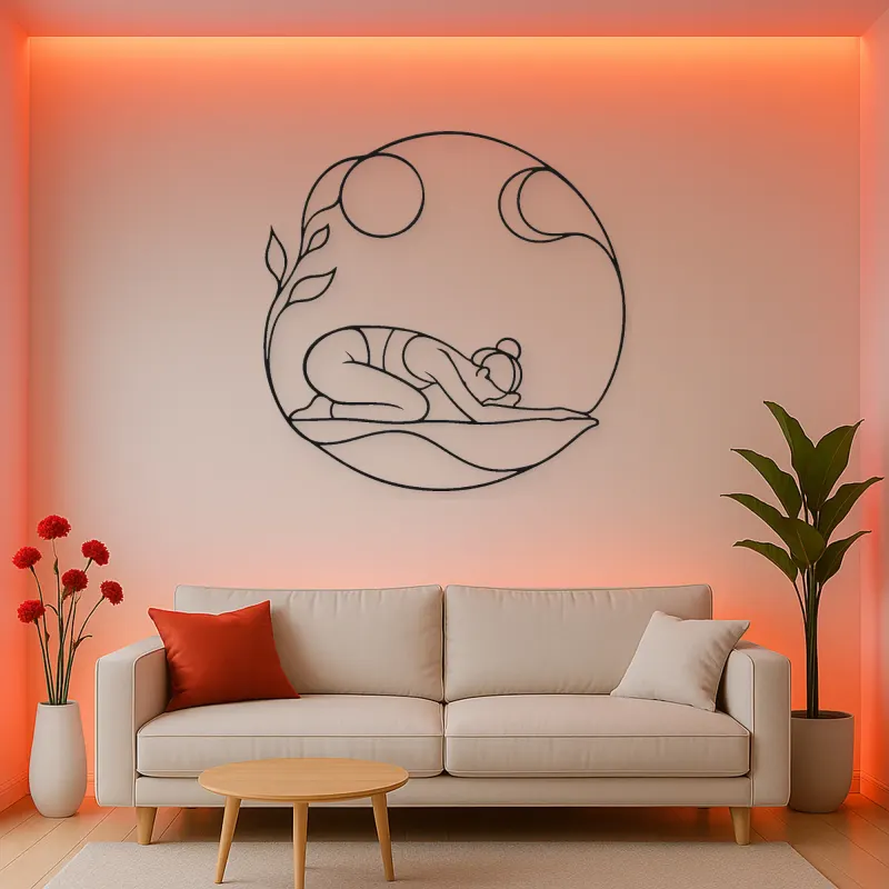 Child Pose Calm Metal Wall Art | Yoga and Meditation Wall Decor