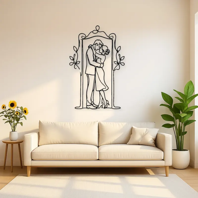 Doorway Hug Couple Metal Wall Art | Romantic Couple Decor