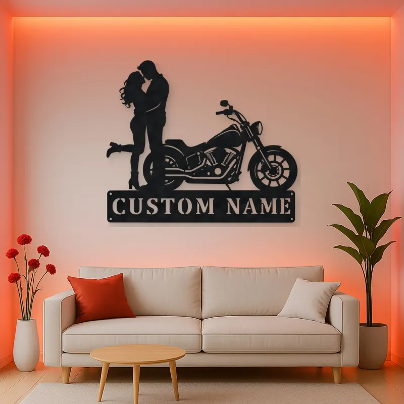 Personalized Cruiser Couple Metal Wall Art with Lifted Heel