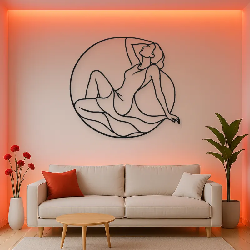 Reclining Curve Muse Metal Wall Art | Feminine Figure Wall Decor