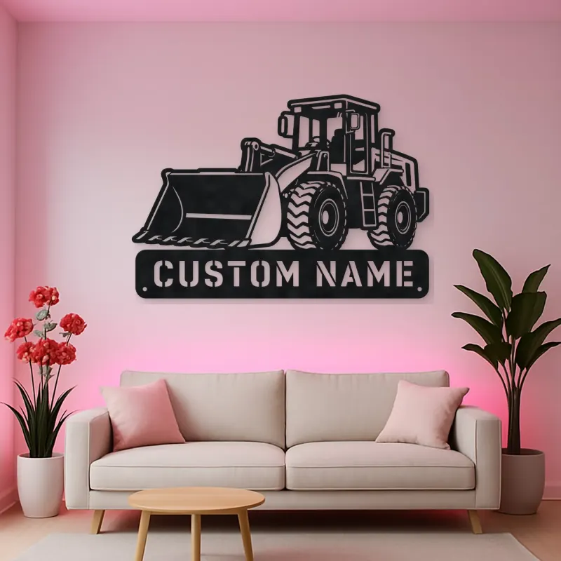 Personalized Compact Wheel Loader Low Bucket Metal Wall Art