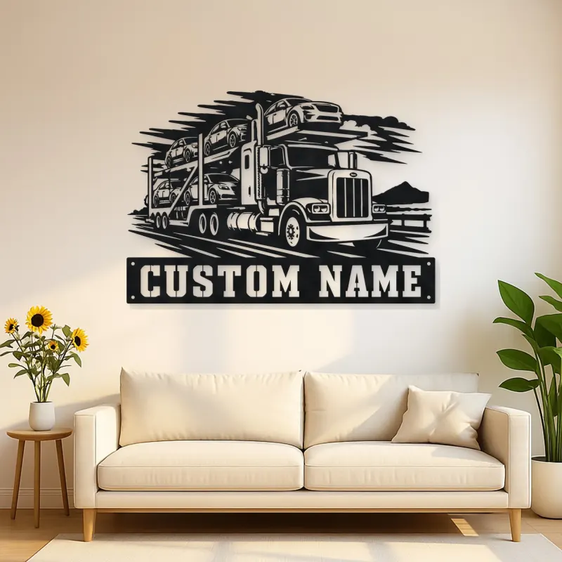 Personalized Car Carrier Semi Truck Metal Wall Art