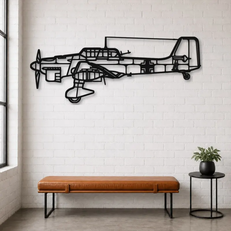 Silhouette d'avion Stuka JU-87 en métal, Décoration murale en métal, Décor aéronautique, Décor d'aviation