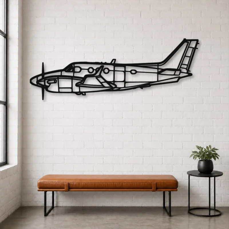 Silhouette en métal d'avion King Air C90 GTX, Décoration murale en métal, Décor aéronautique, Décor d'aviation