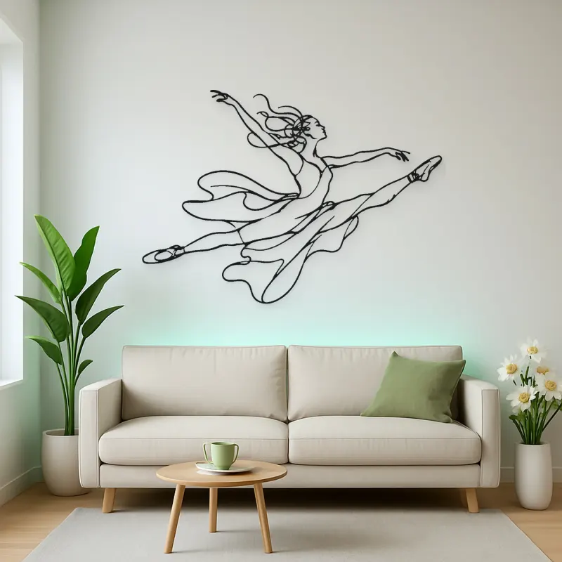 Ballet Grand Jete Metal Wall Art | Dance Silhouette Wall Decor