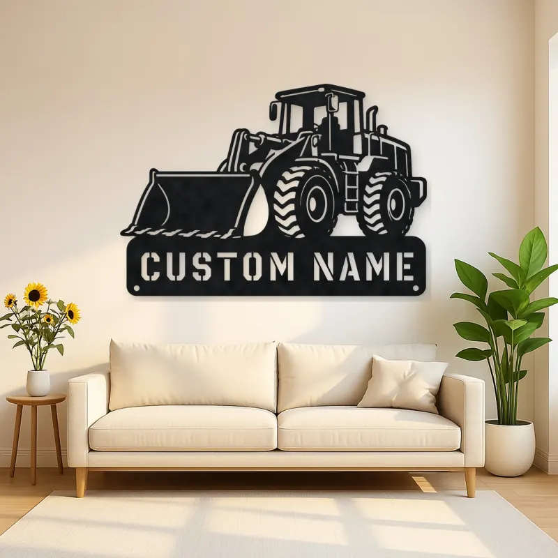 Personalized Large Wheel Loader Low Bucket Metal Wall Art