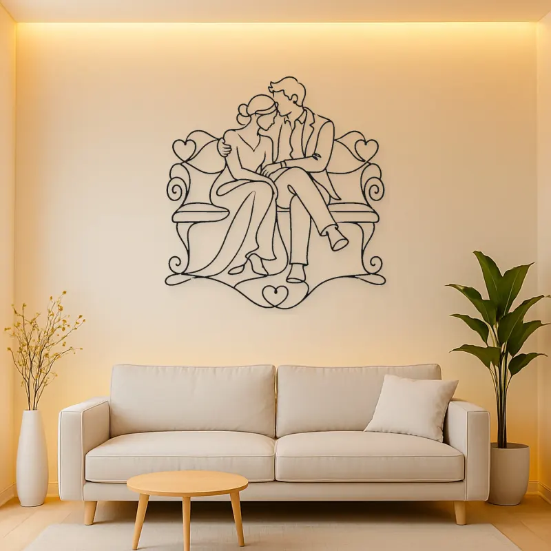 Bench Cuddle Pair Metal Wall Art | Romantic Couple Decor