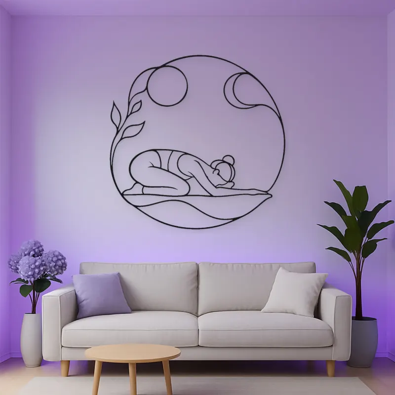 Child Pose Calm Metal Wall Art | Yoga and Meditation Wall Decor