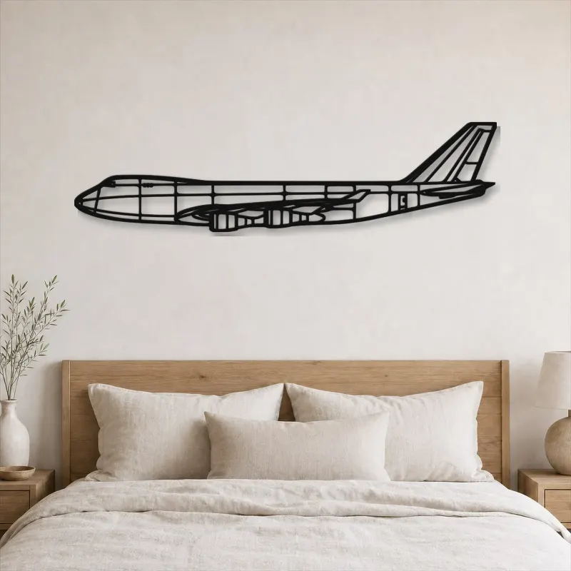 Silhouette d'avion en métal 747-400F, décoration murale en métal, décoration aéronautique, cadeau pour pilote