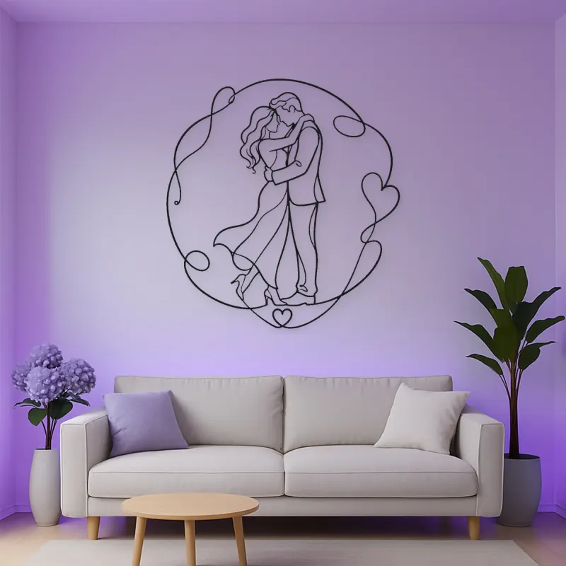 Timeless Love Embrace Metal Wall Art | Romantic Couple Decor