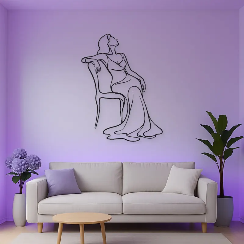 Draped Chair Pose Metal Wall Art | Fashion Figure Wall Decor