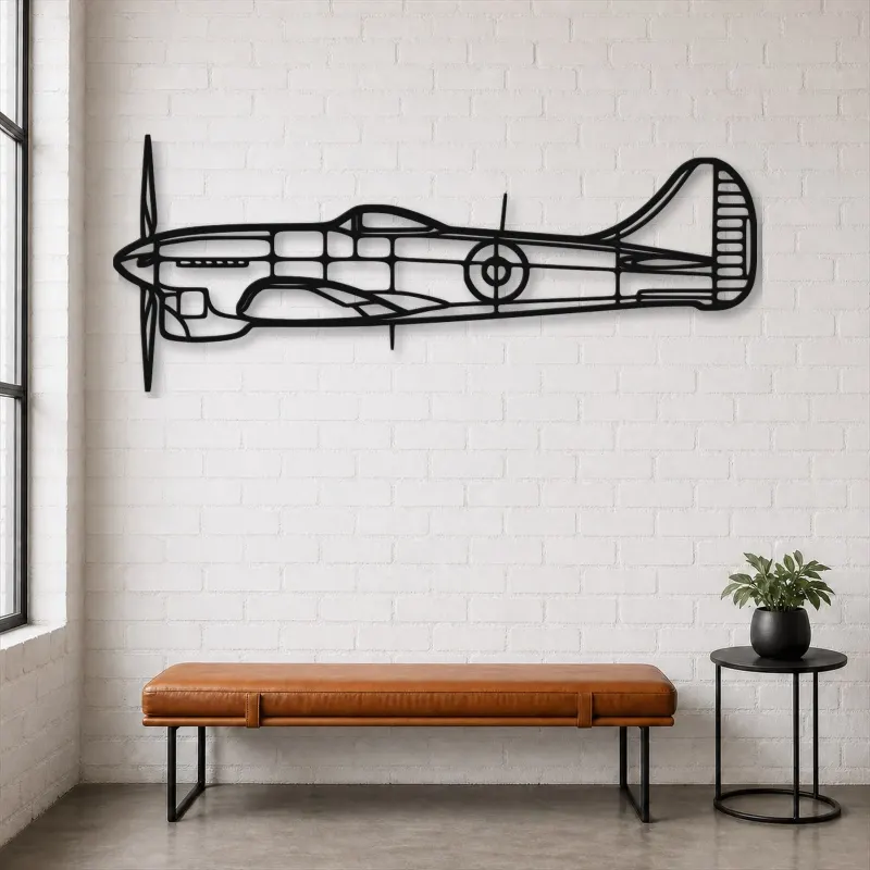 Silhouette d'avion Tempest en métal, Décoration murale en métal, Décor aéronautique, Décor d'aviation