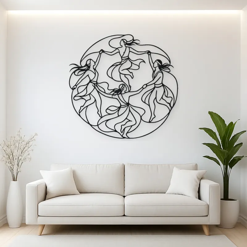 Tribal Dance Circle Metal Wall Art | Dance Silhouette Wall Decor