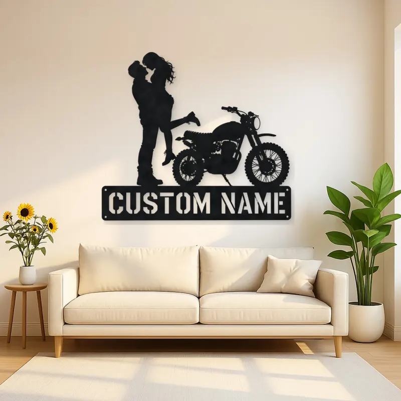 Personalized Dirt Bike Lifted Couple Metal Wall Art