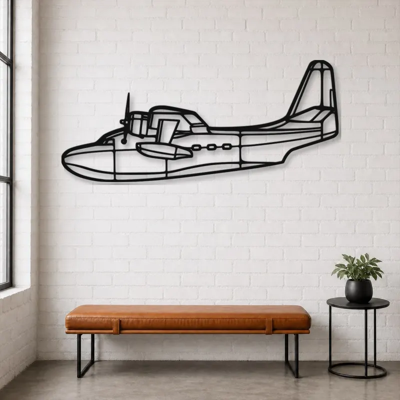 Insegna in metallo silhouette aereo HU-16B Albatross, Silhouette di aerei in metallo, Decorazione murale aviatore