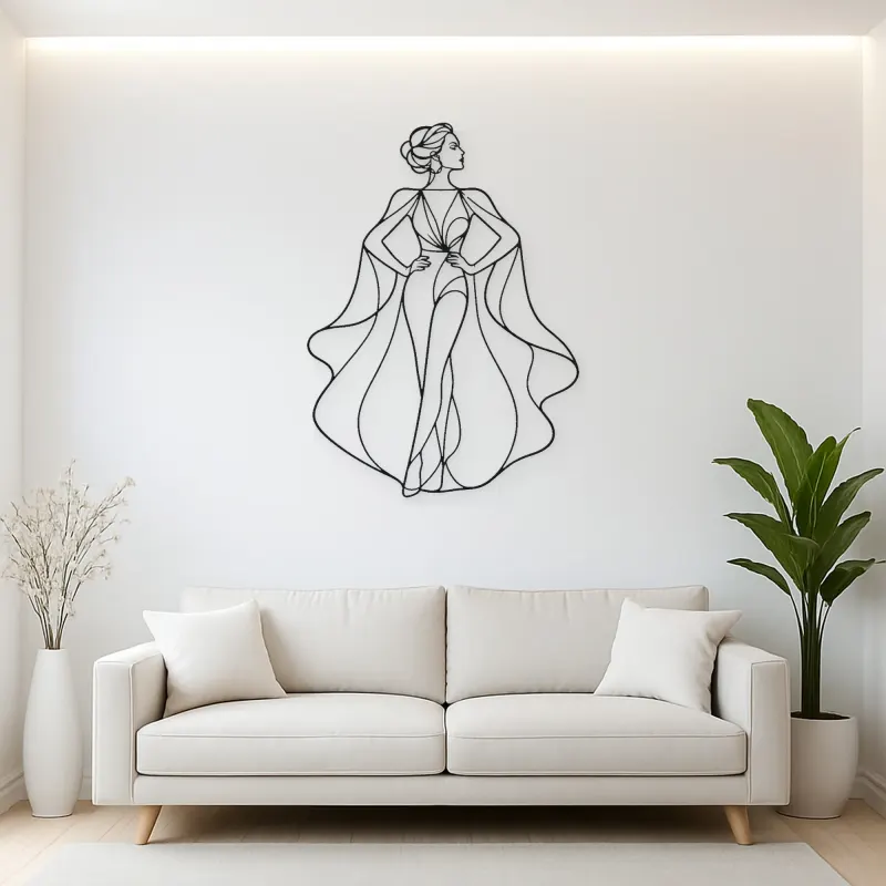 Silk Cape Model Metal Wall Art | Fashion Figure Wall Decor