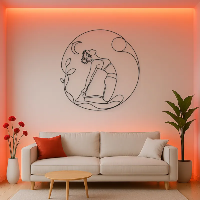 Camel Pose Open Heart Metal Wall Art | Yoga and Meditation Wall Decor