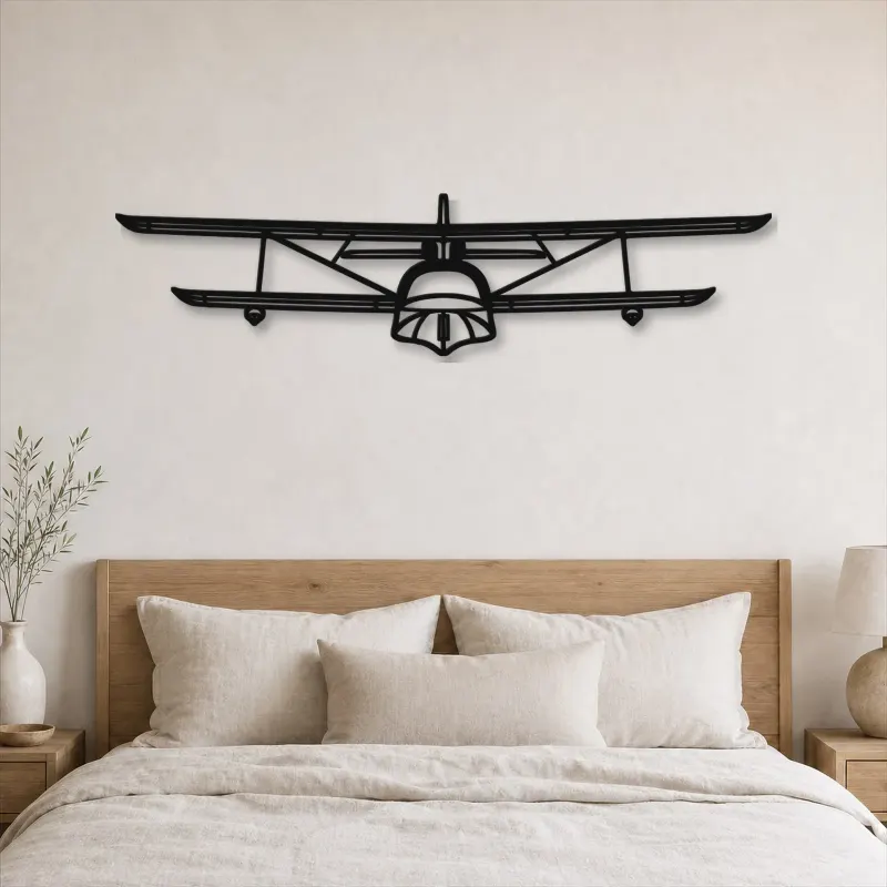 Silhouette d'avion Super Petrel LS Front en métal, Décoration murale en métal, Décor aéronautique, Décor d'aviation