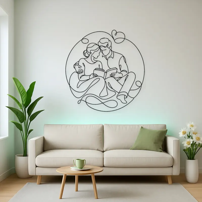 Reading Together Lovers Metal Wall Art | Romantic Couple Decor