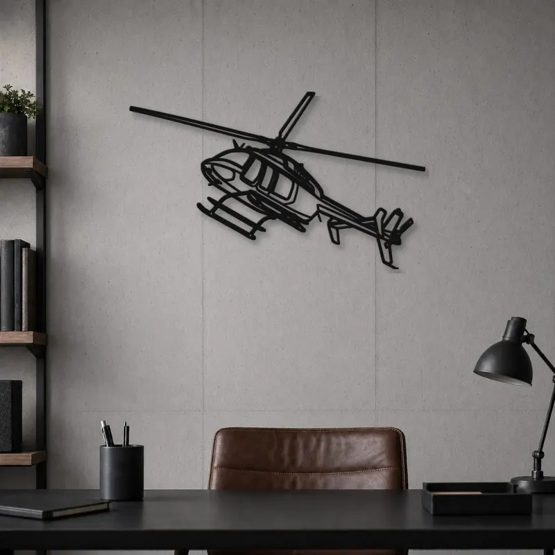 Silhouette en métal d'hélicoptère 407GX Angle, décoration murale, cadeau d'anniversaire, silhouette d'appareil