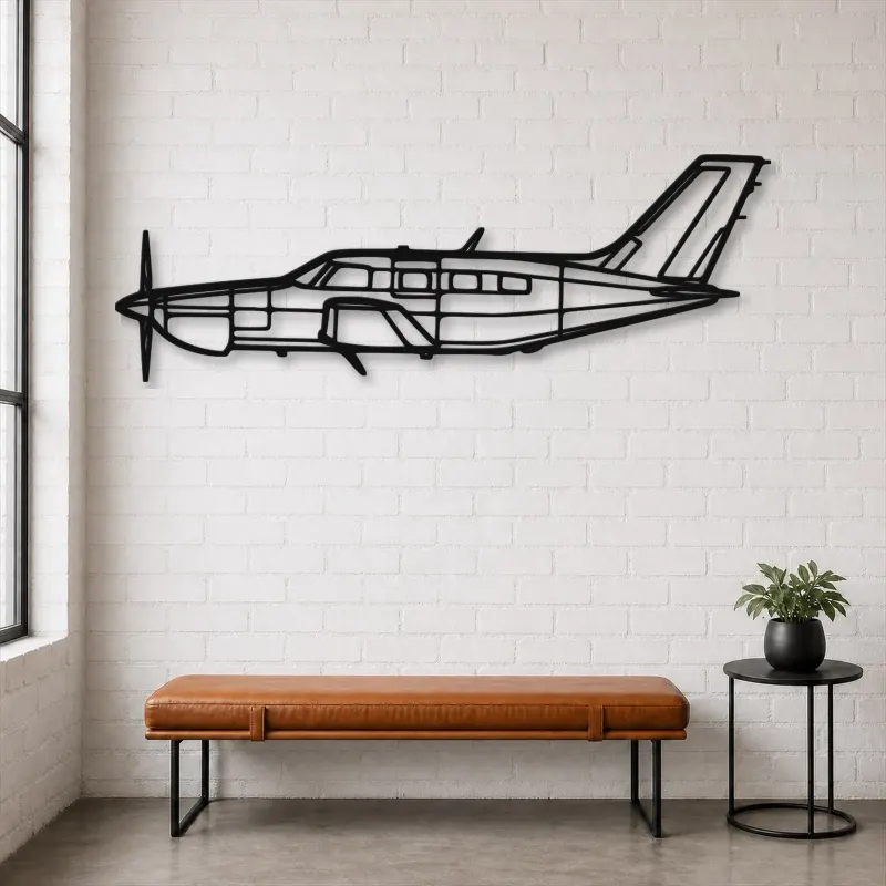 Silhouette en métal d'avion PA-46-350P Malibu Mirage, Décoration murale en métal, Décor aéronautique, Cadeau pour aviateur