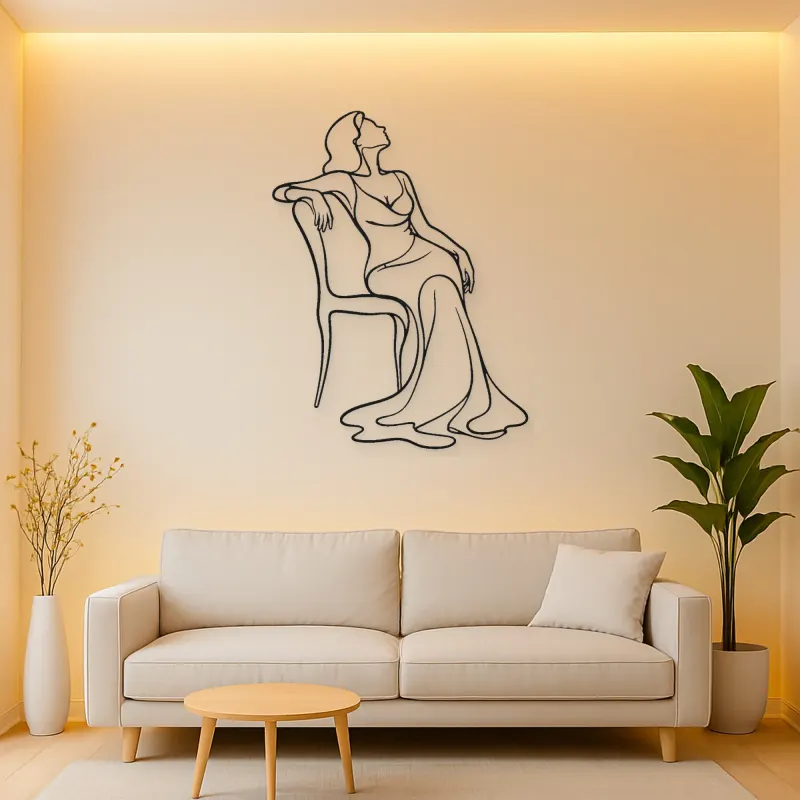 Draped Chair Pose Metal Wall Art | Fashion Figure Wall Decor