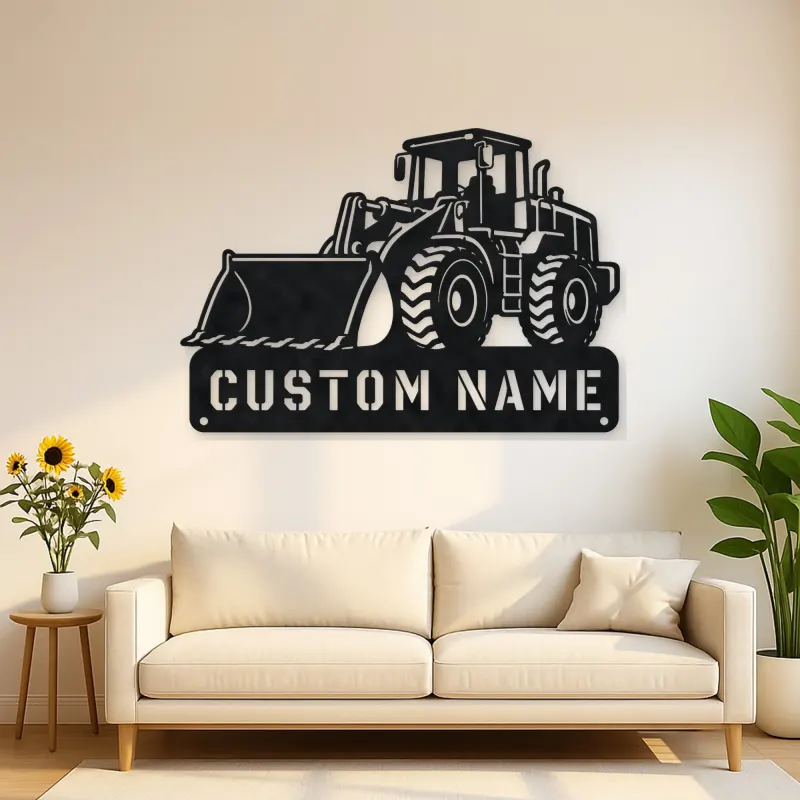 Personalized Large Wheel Loader Low Bucket Metal Wall Art