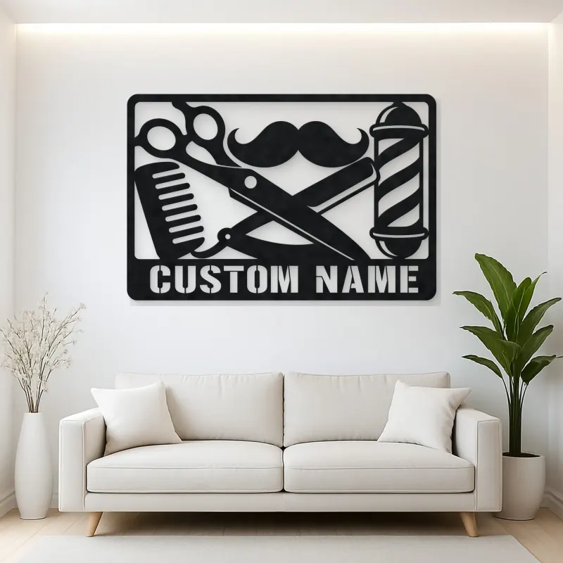 Personalized Barber Tools Metal Wall Art