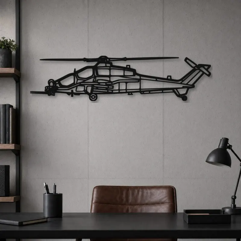 Silhouette d'hélicoptère en métal A129D Mangusta, Décoration murale, Cadeau d'anniversaire