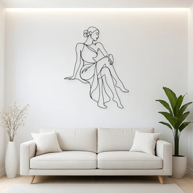 Serene Seated Figure Metal Wall Art | Feminine Figure Wall Decor