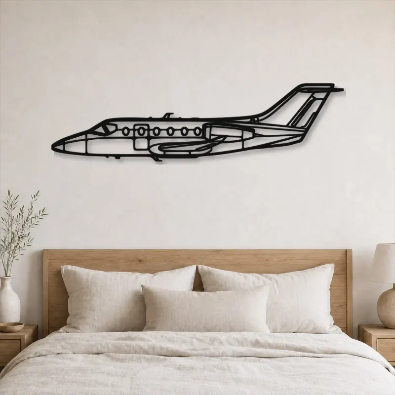 Insegna in metallo silhouette aereo Hawker 400, Silhouette di aerei in metallo, Decorazione murale aviatore