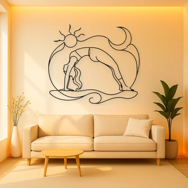 Garland Pose Grounded Metal Wall Art | Yoga and Meditation Wall Decor