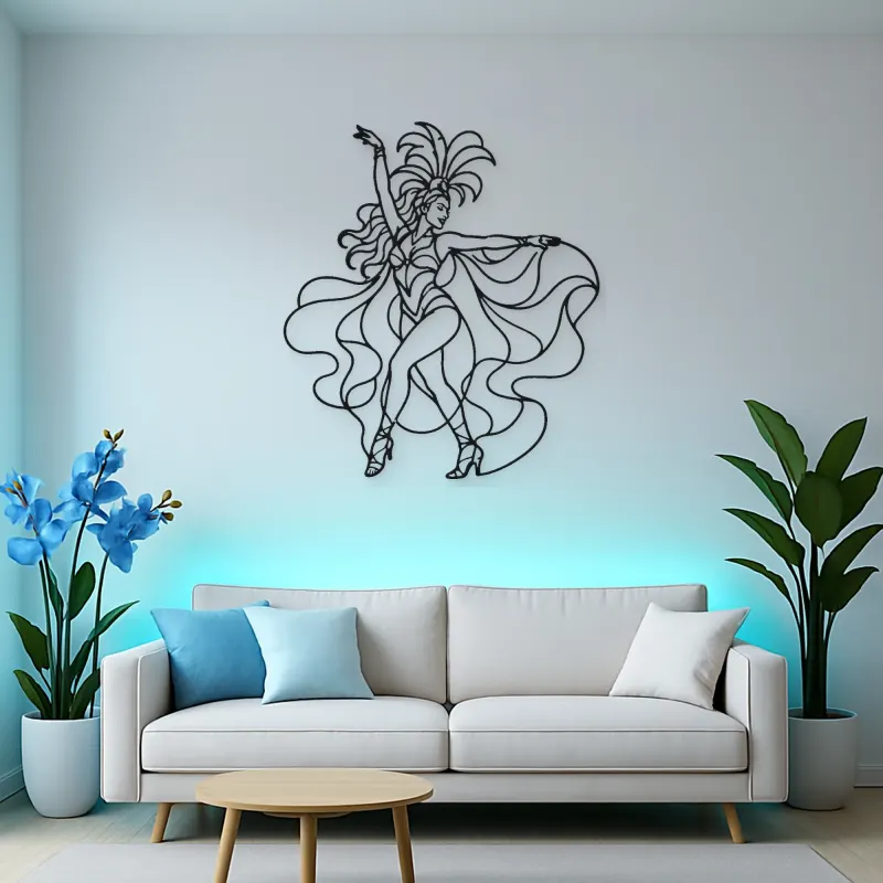 Samba Carnival Pose Metal Wall Art | Dance Silhouette Wall Decor
