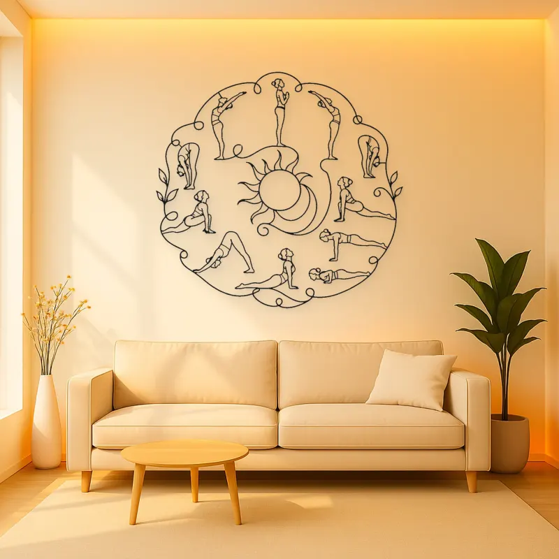 Sun Salutation Flow Metal Wall Art | Yoga and Meditation Wall Decor